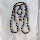 Purple hematite dream mala necklace, 108 beads, knotted cotton cord