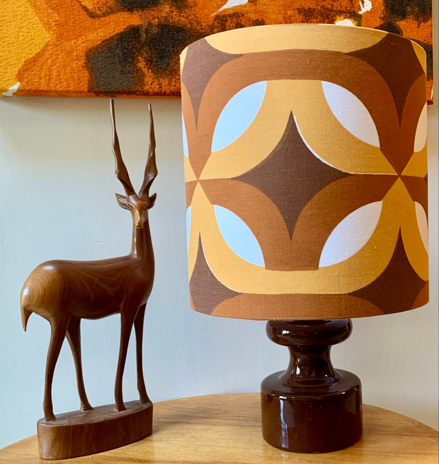 Mid Century Modernist Geometric Lampshade in 60s 70s vintage fabric