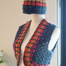 Perfectly Imperfect Chunky Crochet Bolero Waistcoat and Beanie Set