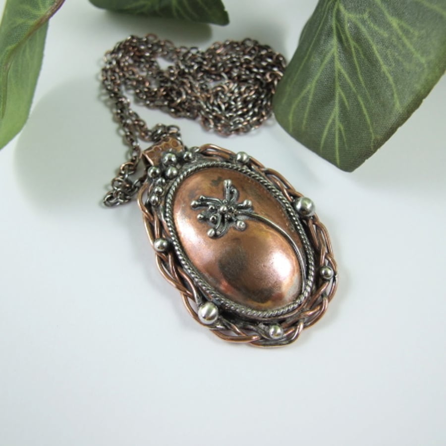 Dandelion Clock Necklace. Seed Head Pendant Copper