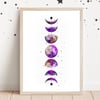Seconds Sunday, Pastel Witch Moon Phases Art Print, Lunar Wall Art.