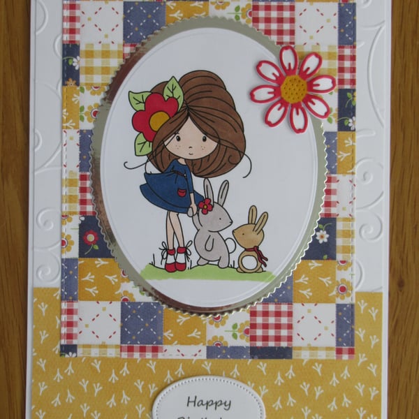 Winnie With Her Bunny Friends - A5 Birthday Card