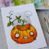 zombie pumpkin - original aceo