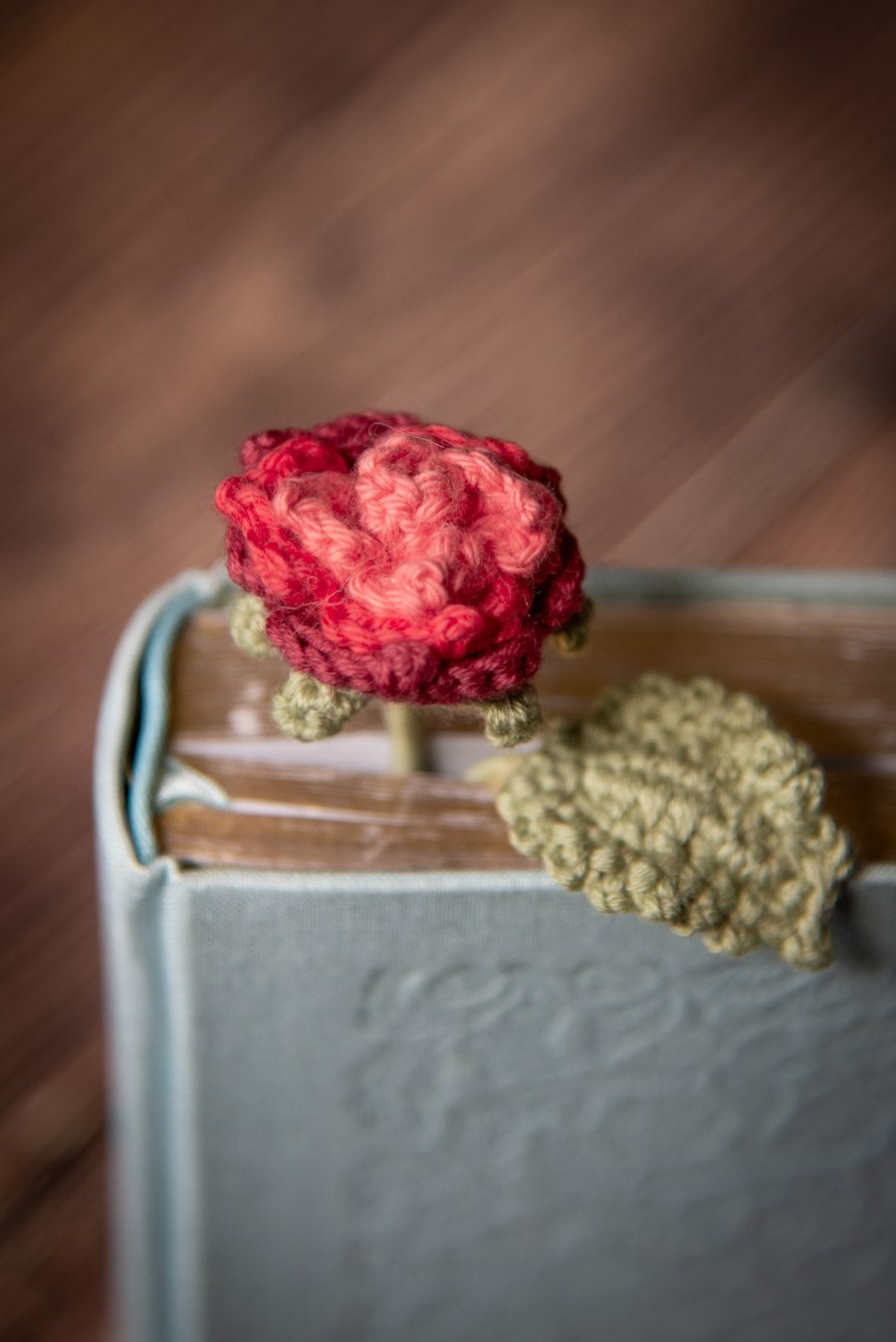 Red Rose Crochet Bookmark 