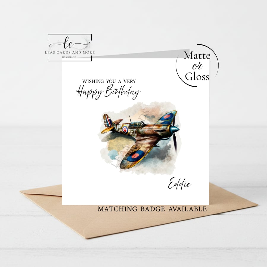 Spitfire Jet Happy Birthday Card