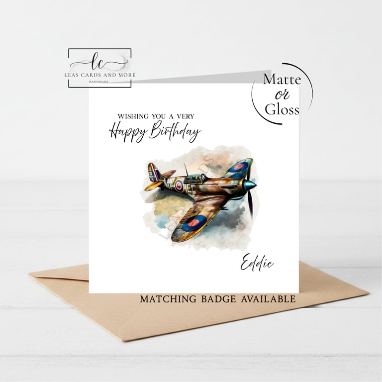 Spitfire Jet Happy Birthday Card