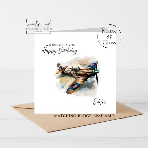 Spitfire Jet Happy Birthday Card