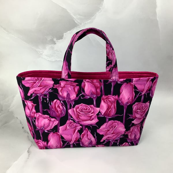 Roses tote bag, Floral shopper, handmade in Sussex