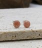 Sterling Silver Stud Earrings with 6mm Rhodochrosite Striped Gemstones. - Image 2
