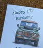 Land Rover Defender 17th Birthday Card - Personalised with name, message and 'L" - Image 6