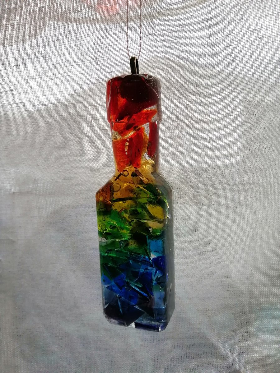 Rainbow Glass and Resin Bottle Suncatcher