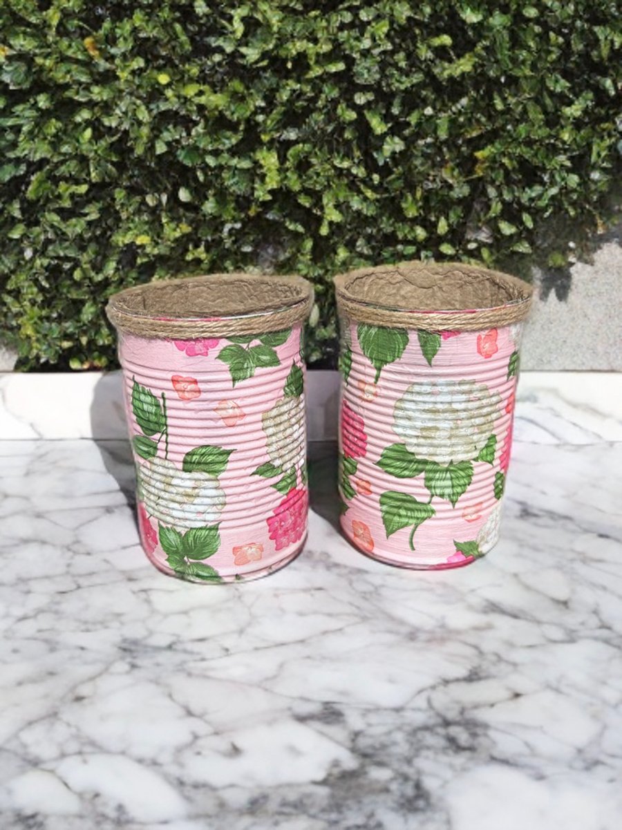 Hydrangea Floral Handmade Recycled Eco-Friendly Indoor Kitchen Herb Gift Set