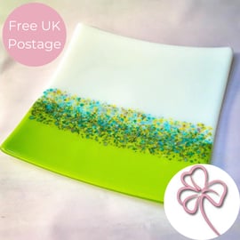 Springtime Fused Glass Decorative Platter 