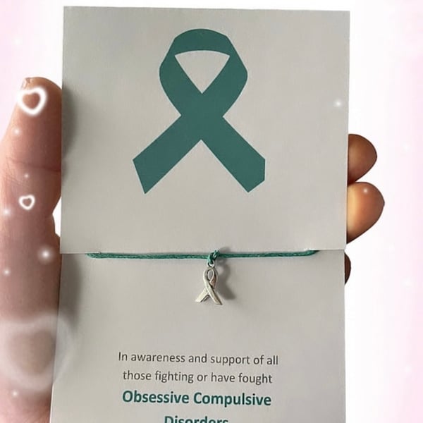 Obsessive compulsive disorder wish bracelets x6 set corded ribbon charm 