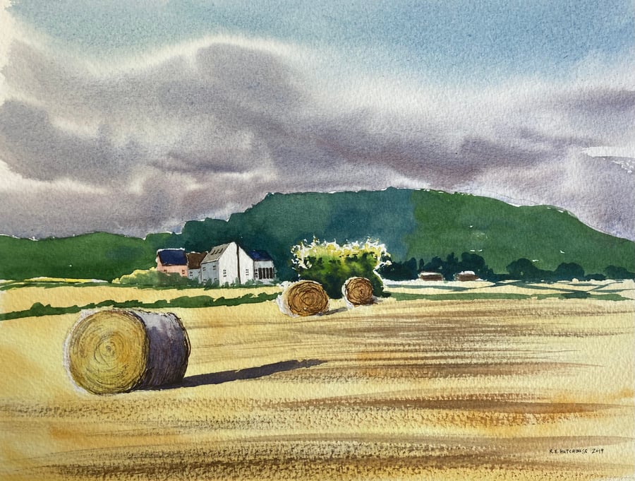 Easby fields 2021 en plein air (Pure Original Watercolour)