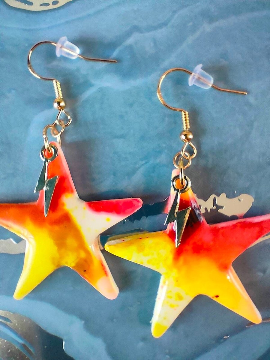 Bright Star Polymer Clay Earrings
