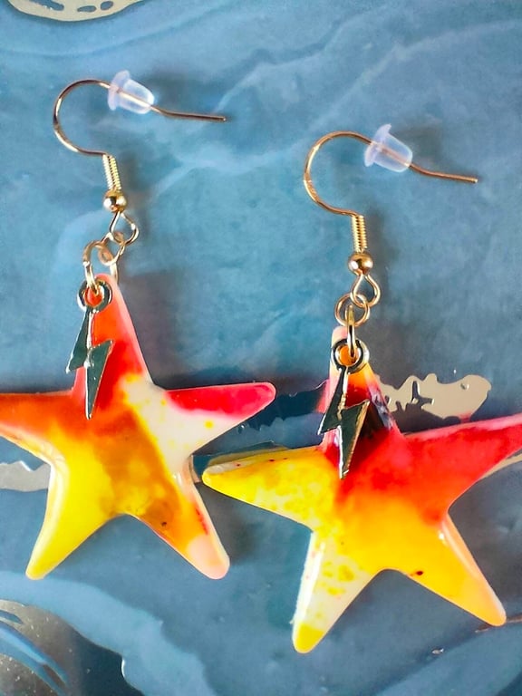Bright Star Polymer Clay Earrings