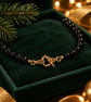 Black Onyx Gemstone Necklace Gold Heart Toggle Clasp, 16 Inch - Image 1