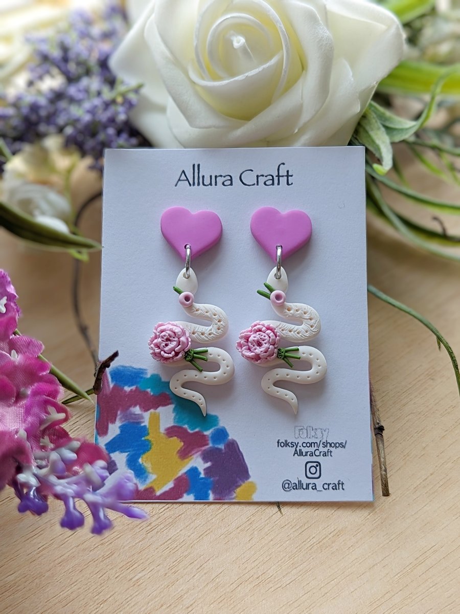 Romantic Snakes on Heart Earrings 