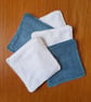 5 bamboo & cotton cleansing  pads in shades of aqua with cotton mesh washing bag - Image 5