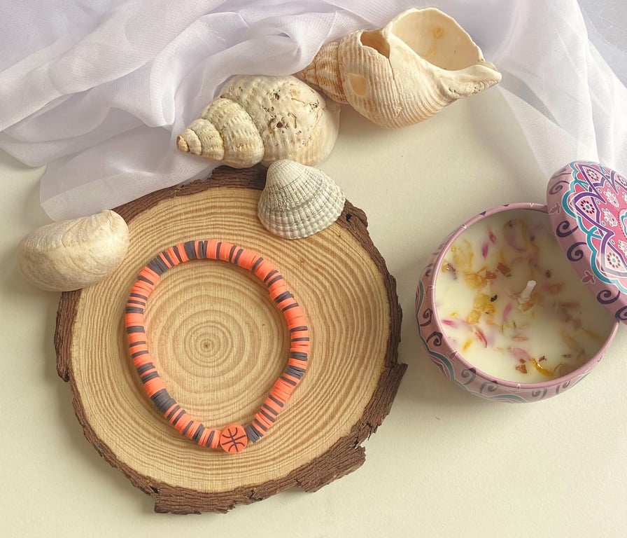 Handmade Clay Bead Stretch Bracelet Isola Charms