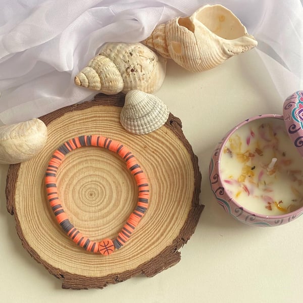 Handmade Clay Bead Stretch Bracelet Isola Charms