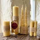 Large Beeswax Candle Collection Set of 8 Pure Handmade Candles