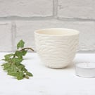 Porcelain Candle Holder - handmade carved porcelain tealight holder