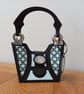 Blue Patterned "Tres Chic" Handbag style gift bag, handmade