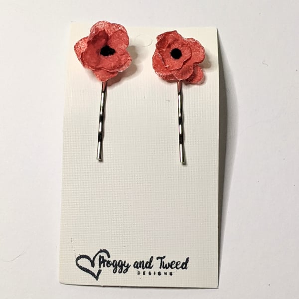 Pair of flower hair grips, Bobby pins, hair pins, flower hair accessories