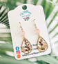 Teardrop floral earrings, pressed flower jewellery, pink beaded drop earrings