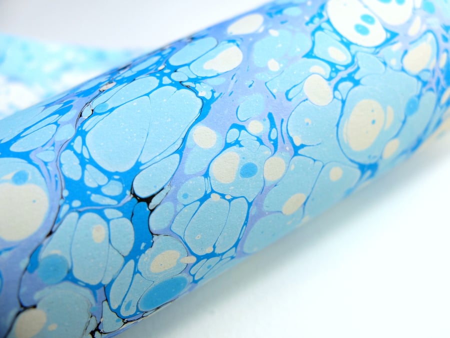A4 Marbled paper sheet blue stone pattern 