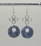 Handmade Sodalite Donut Earrings with Silver Clover Charms, Sterling Silver - Image 6