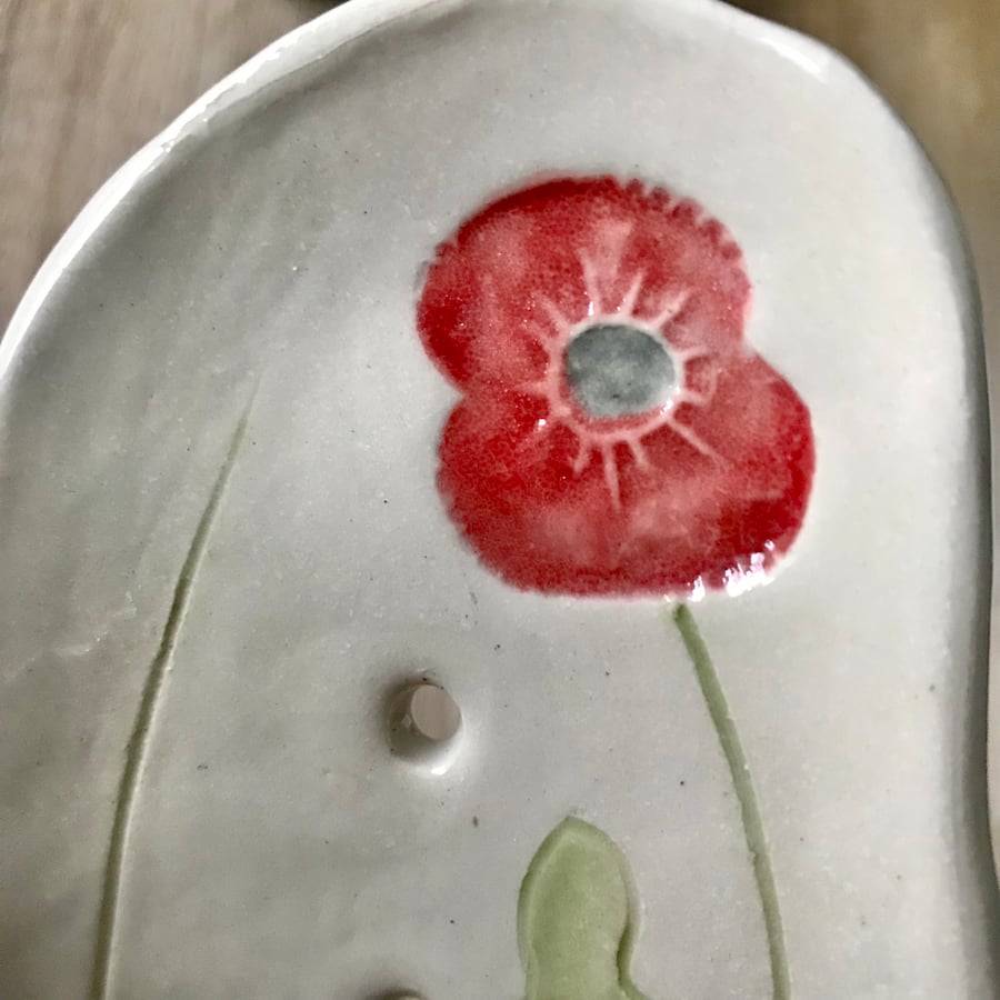 Handmade stoneware Poppy soap dish seconds sunday
