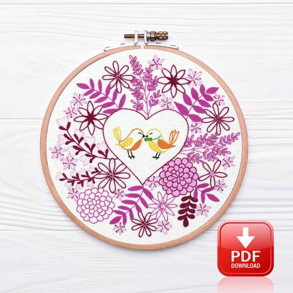 Love Blooms Hand Embroidery PDF Pattern
