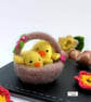 Miniature basket of chicks, needle felted by Lily Lily Handmade - Image 1