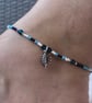 Blue Beaded & Conch Shell Anklet. Sterling Silver.  - Image 1