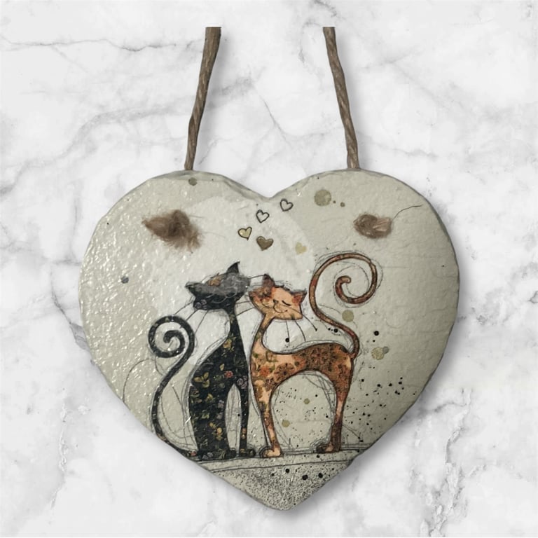 Hanging Slate Heart cats
