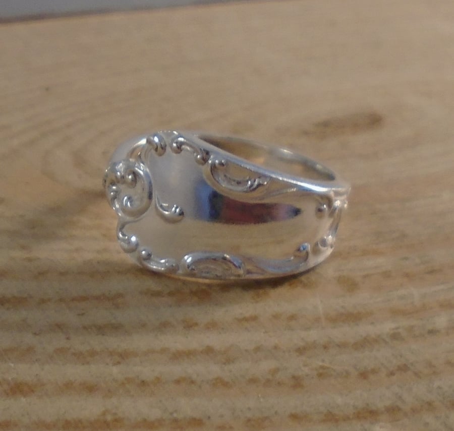 Sterling Silver Upcycled Flourish Sugar Tong Handle Ring