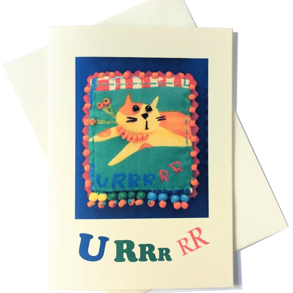 Greeting card - U RRR  cat  - artwork by Betty Shek