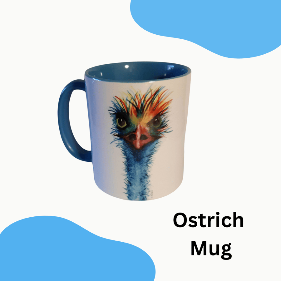 Ostrich Mug - print from an Original Watercolour Painting
