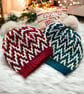 Chunky Green and Blue Mosaic Bobble Beanie Hat.  - Image 5