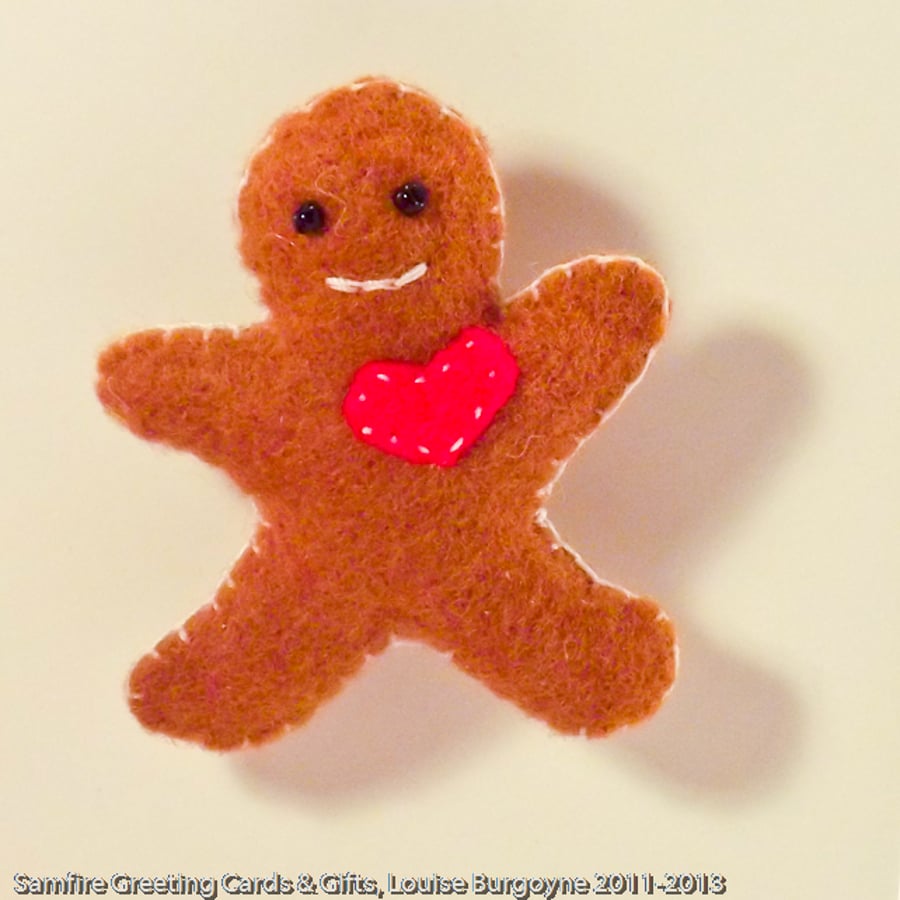 Cute Handmade Gingerbread Man brooch