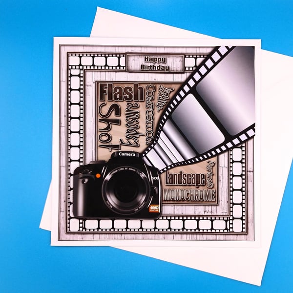 Photography Birthday Card, Decoupage