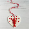 PRE ORDER Lobster and hearts hanging decoration OR Magnet, Hand painted