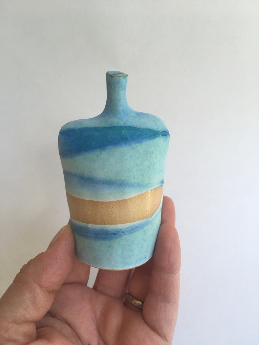 Seascape Bottle in Stoneware Ceramic