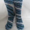 Hand-cranked Knitted Ribbed Wool Socks Size 8 to 9