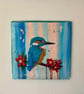 Kingfisher on Blossom Branch – Original Acrylic Painting on Canvas