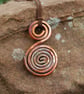 Double Copper Spiral Pendant - Handmade Copper Necklace