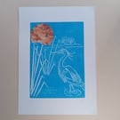 Linoprint with chine collee On the levels 
